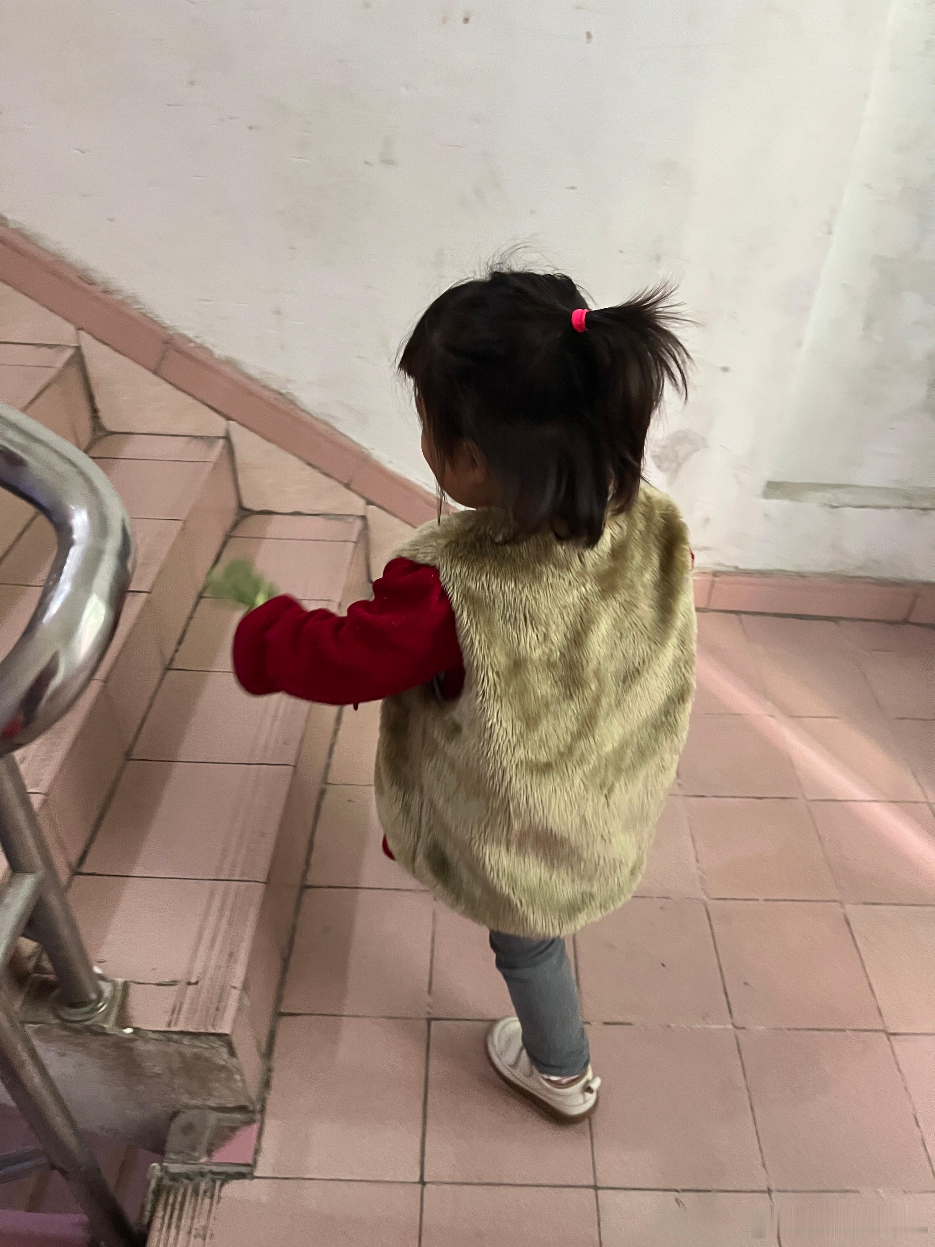 还带了两条菜给爷爷煮，昨天老师发的，每位同学都有。昨晚我忘记给她煮，放在车篮子里