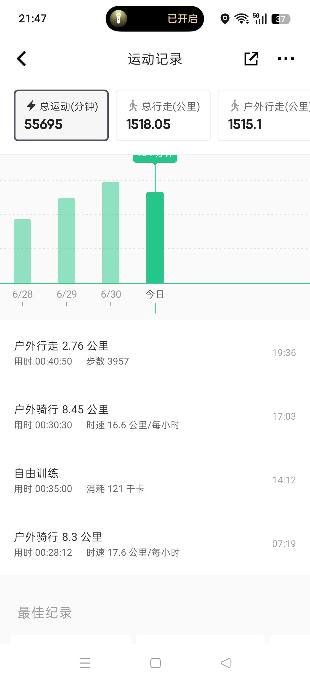 坚持运动打卡骑车+自重力量训练+散步噢耶✌🏻距离看灿如繁星又近了一天虞书欣粉丝