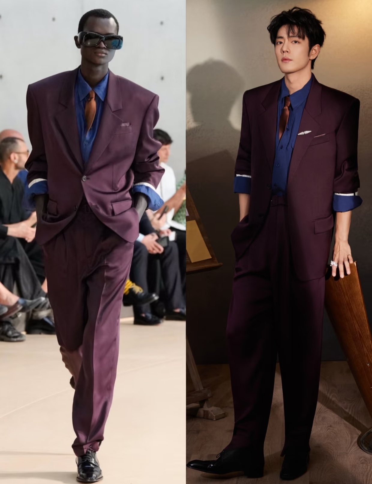 肖战微博之夜，红毯造型YSL2026春夏 肖战紫色西装look肖战微博之夜出图