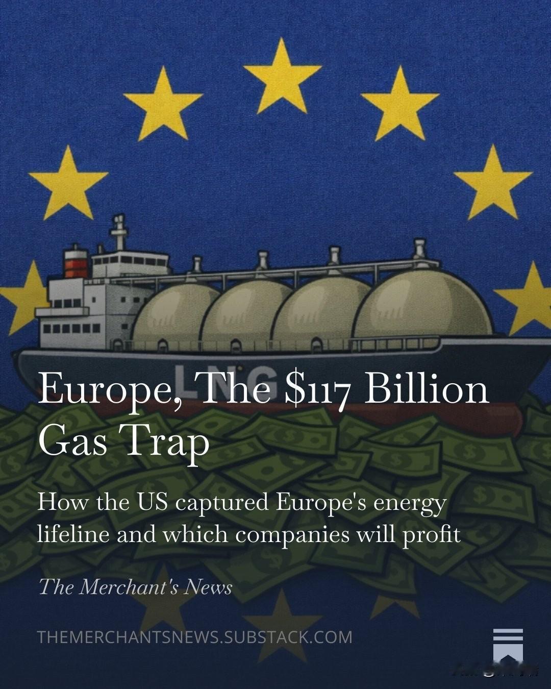 俄乌冲突后，欧洲迅速摆脱了对俄罗斯天然气管道的依赖，转而依赖美国LNG进口，形成