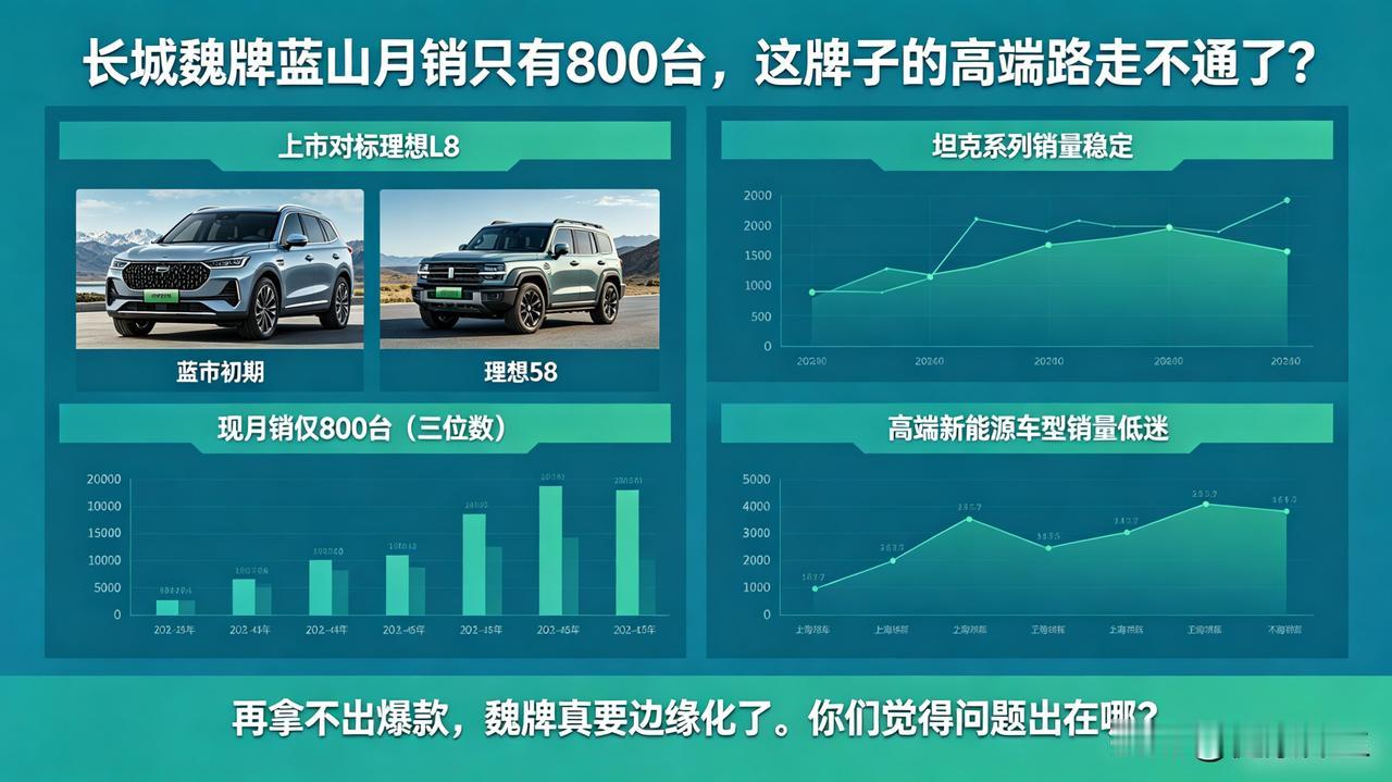 长城魏牌蓝山月销只有800台，这牌子的高端路走不通了？

蓝山刚上市那会对标理想