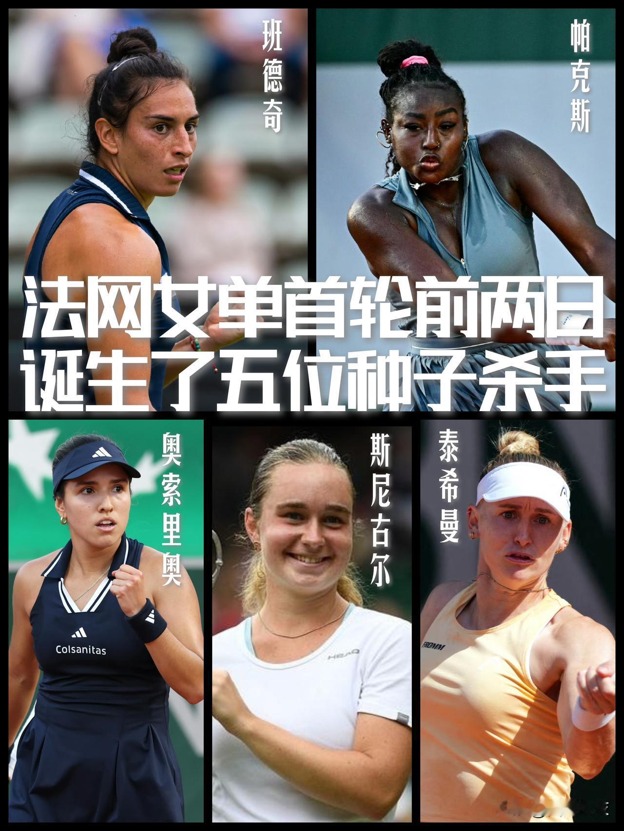 【截至目前！法网女单诞生了五位种子杀手，没有一个赛前预测入围种子炸弹前十！】
