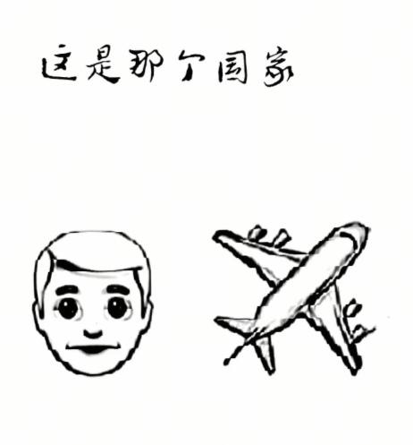 〔看图猜地名〕
图中画面真有趣；
一个男人头像现；
还有飞机航模展；
谐音猜个外