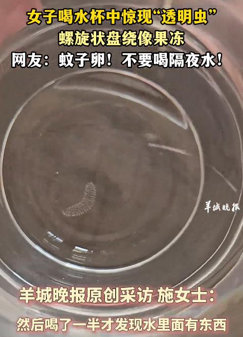 “太吓人了！”云南大理，一女子起床前喝了半杯隔夜水后，竟然惊奇地发现杯子里面有一