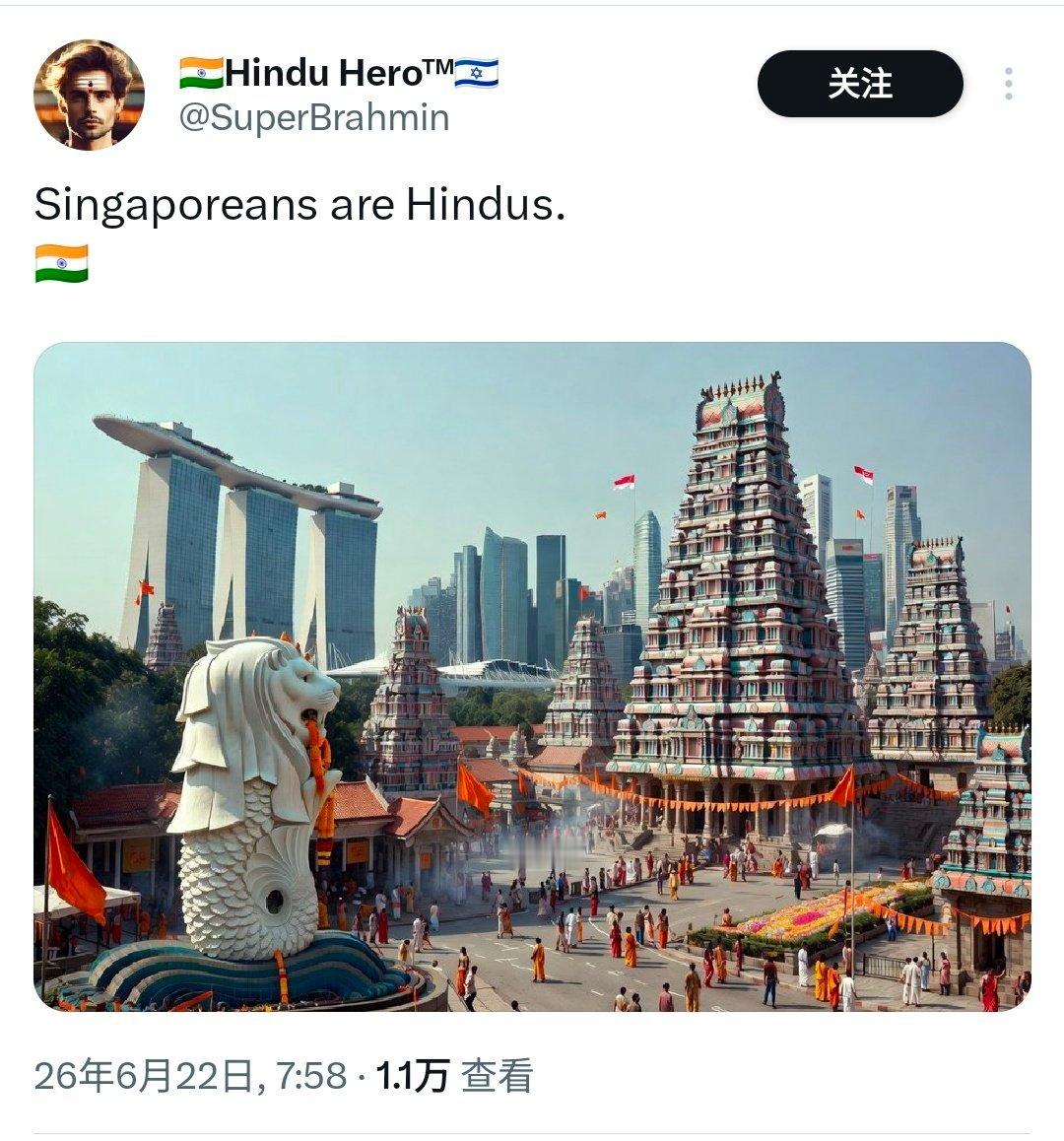 印度人装都不装了，喊出“新加坡人是印度教徒”的终极目标。辛格坡正在变成现实，但坡