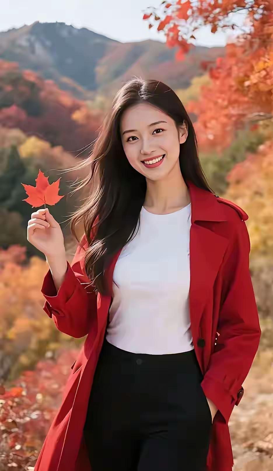 山坡羊·秋山美人
秋山燃焰，
云缠峰巅，
雾纱如梦仙姿现。
意绵绵，韵翩翩。
鹊