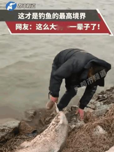 “我不是见钱眼开的人！”一个小伙子在江边钓鱼，钓到了一条约100斤重的大青鱼。他