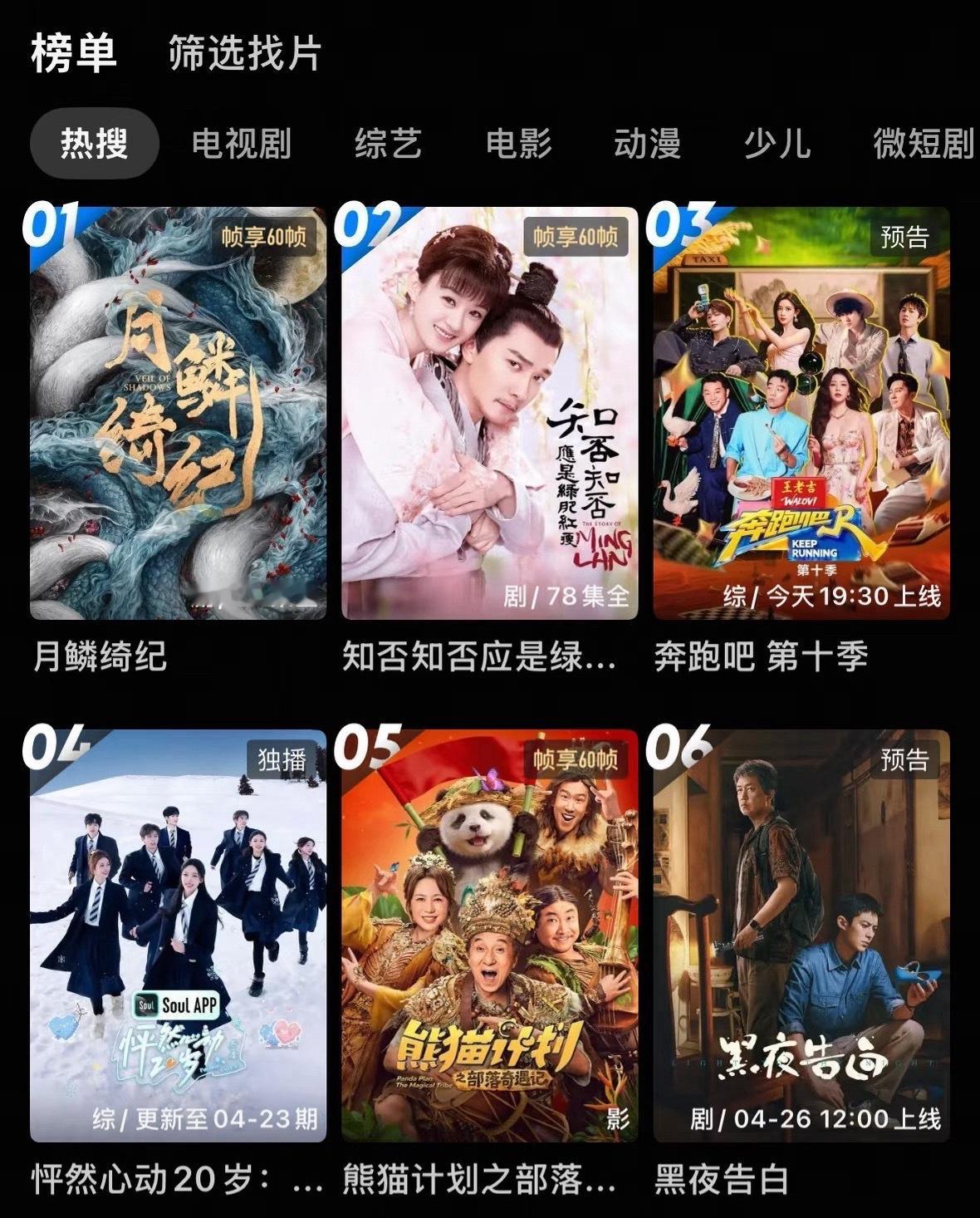 优酷站内热搜榜排名top3🈶:1，鞠婧祎《月鳞绮纪》2，赵丽颖《知否知否应是绿
