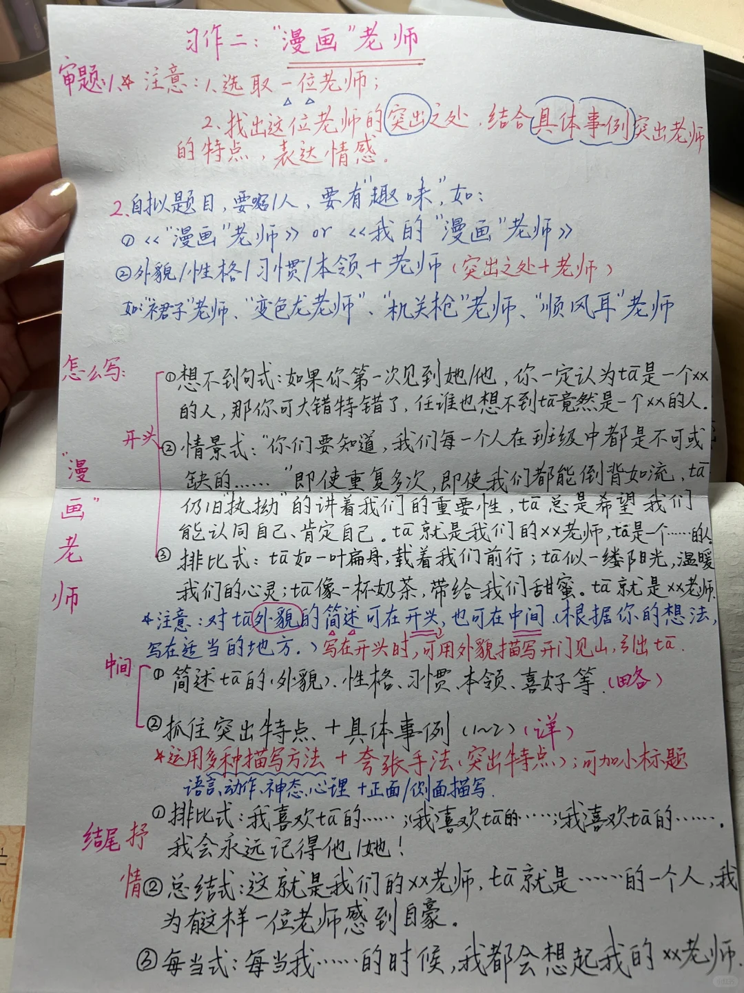 五上语文备课《习作二：“漫画”老师》