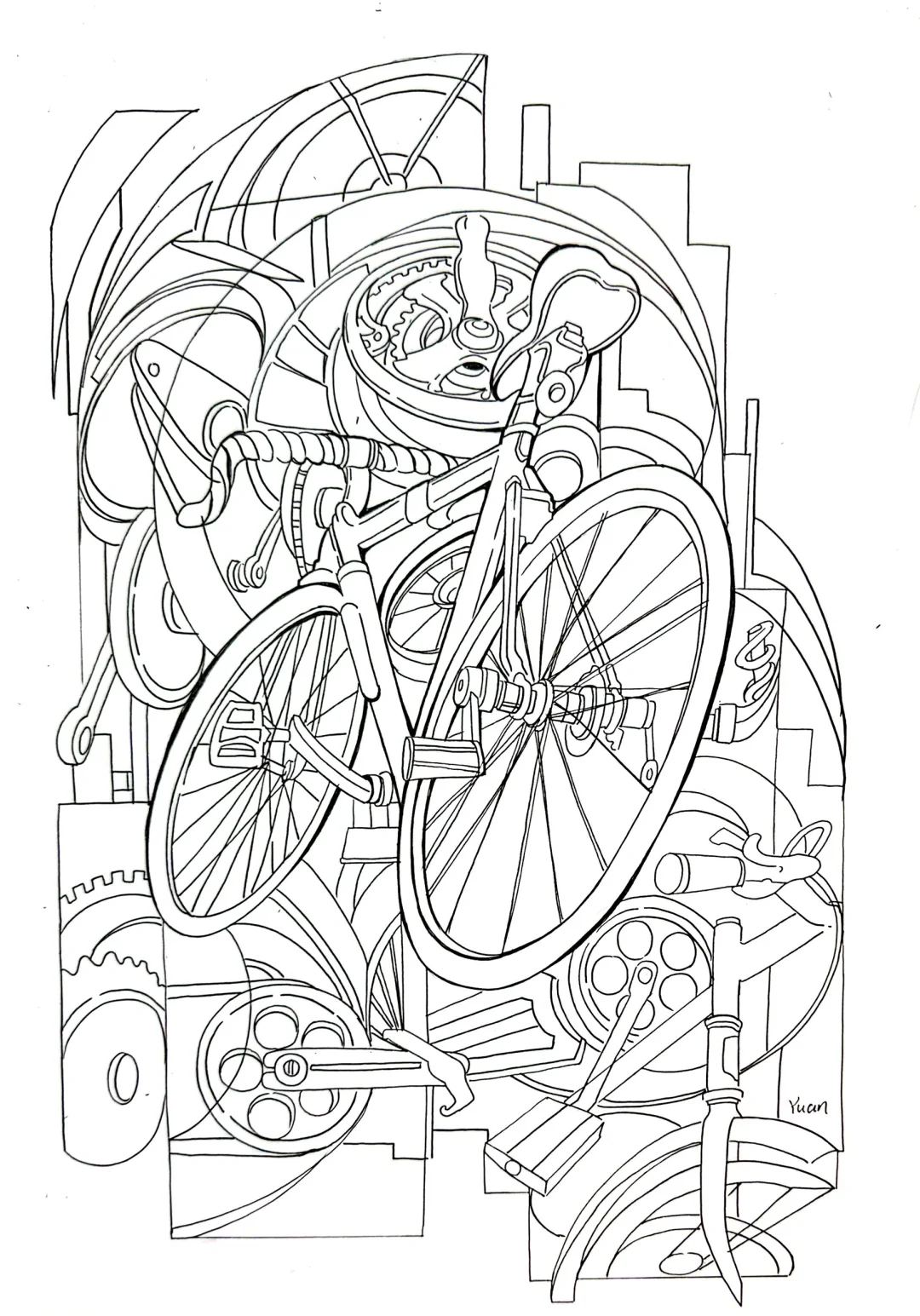 24浙江师范设计手绘真题—自行车