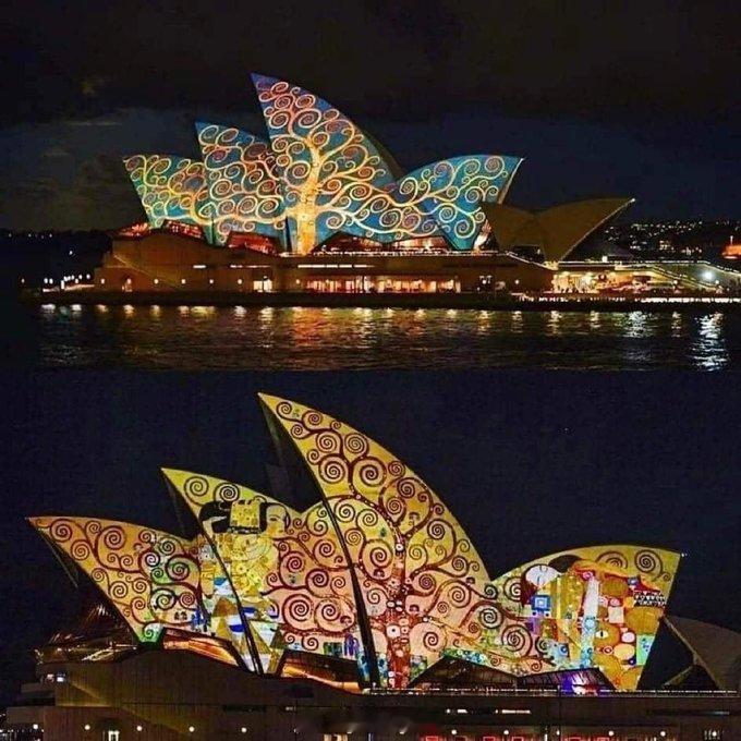 2024年悉尼灯光节 Vivid Sydney 在悉尼歌剧院上投影了 Gusta