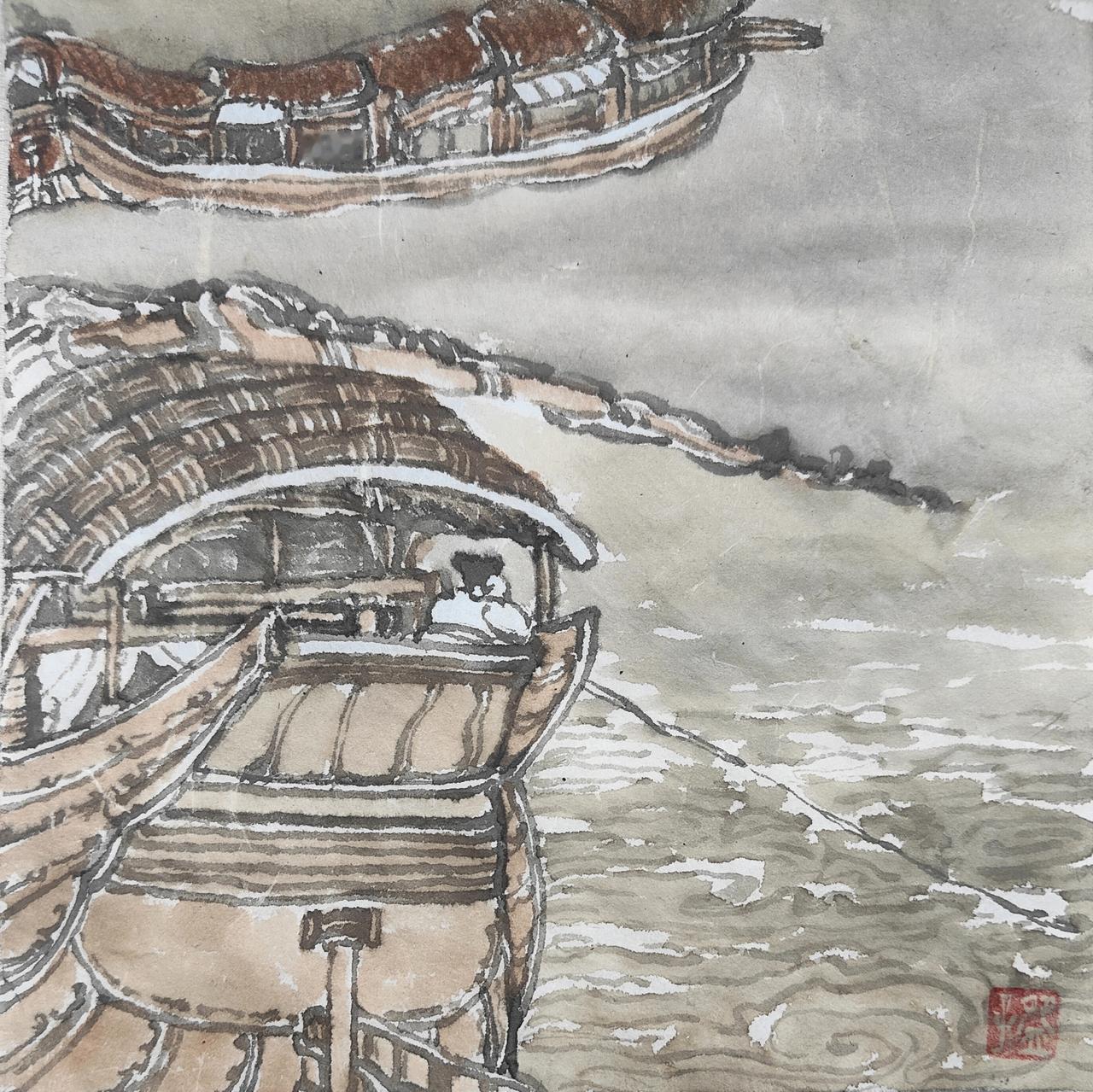 碗子的纸片水墨《慕古手追系列No:4》