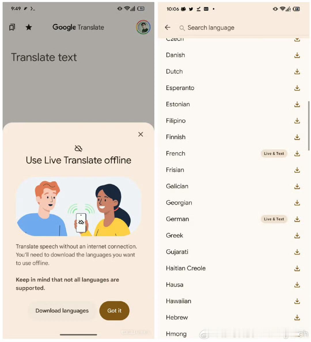 【谷歌翻译拟推离线实时翻译】5月14日，据Android Authority挖掘