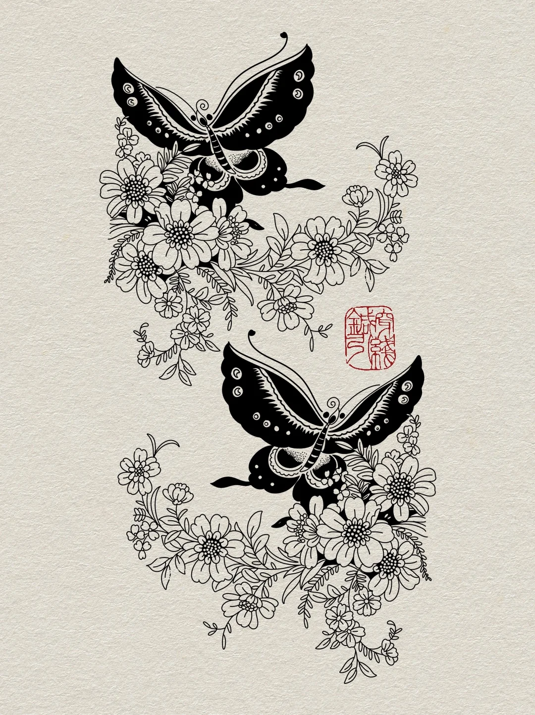 装饰图案【蝴蝶花卉纹】