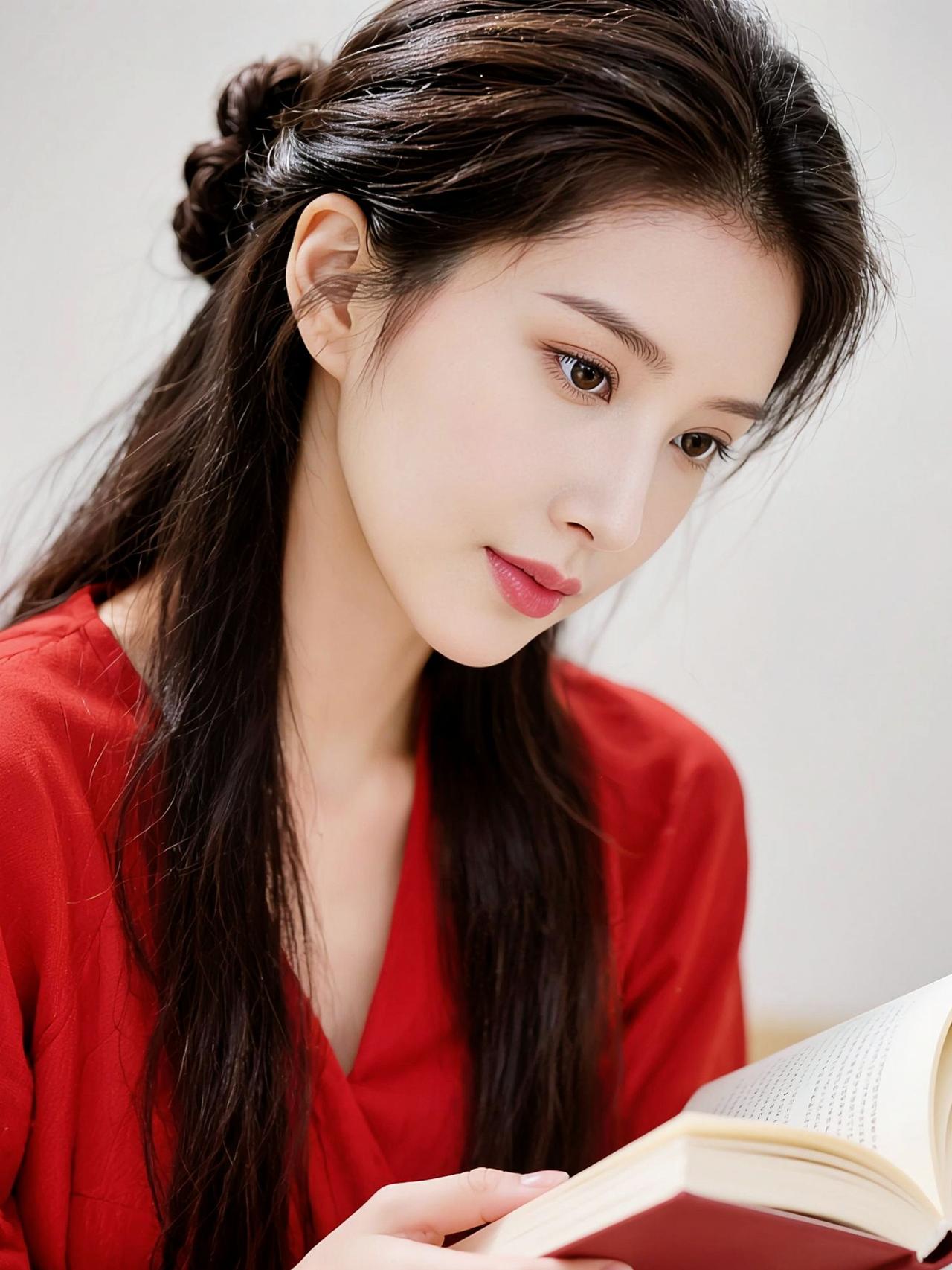 AI清透生活照 抖音ai创作 红色系穿搭 优雅气质