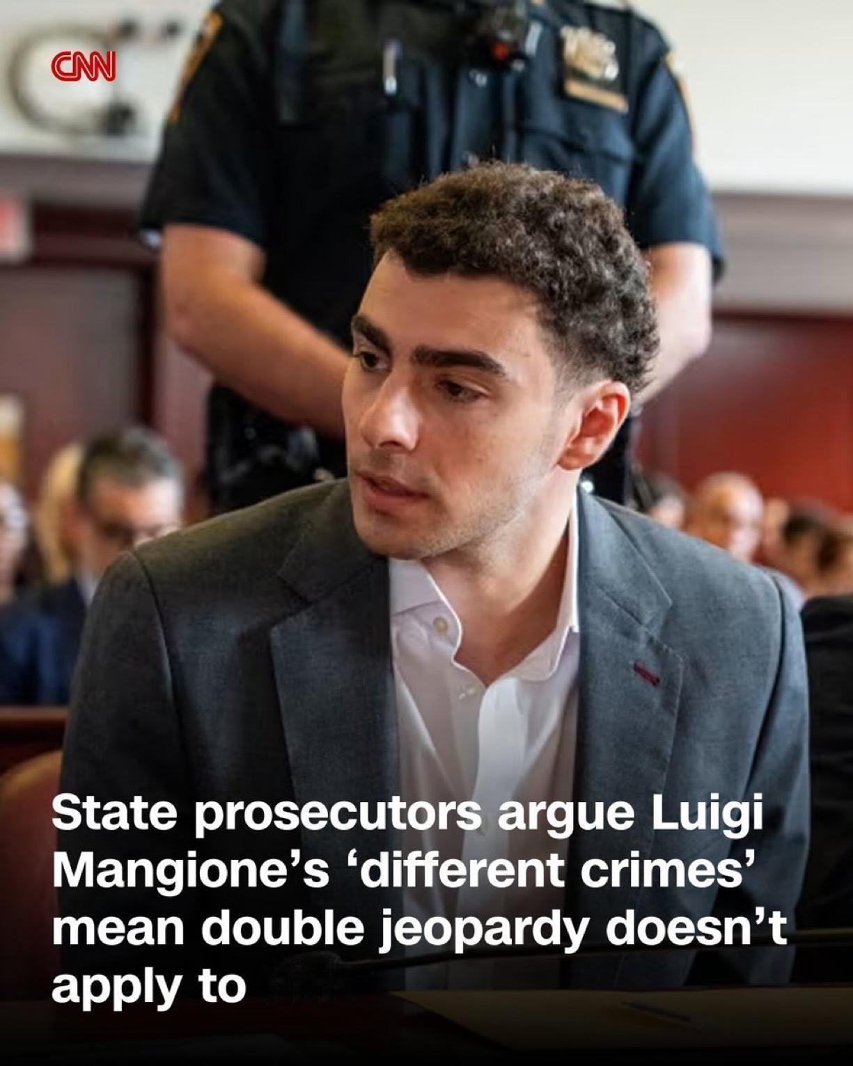 曼哈顿检察官在一份法庭文件中表示，路易吉.曼吉内Luigi Mangione应该