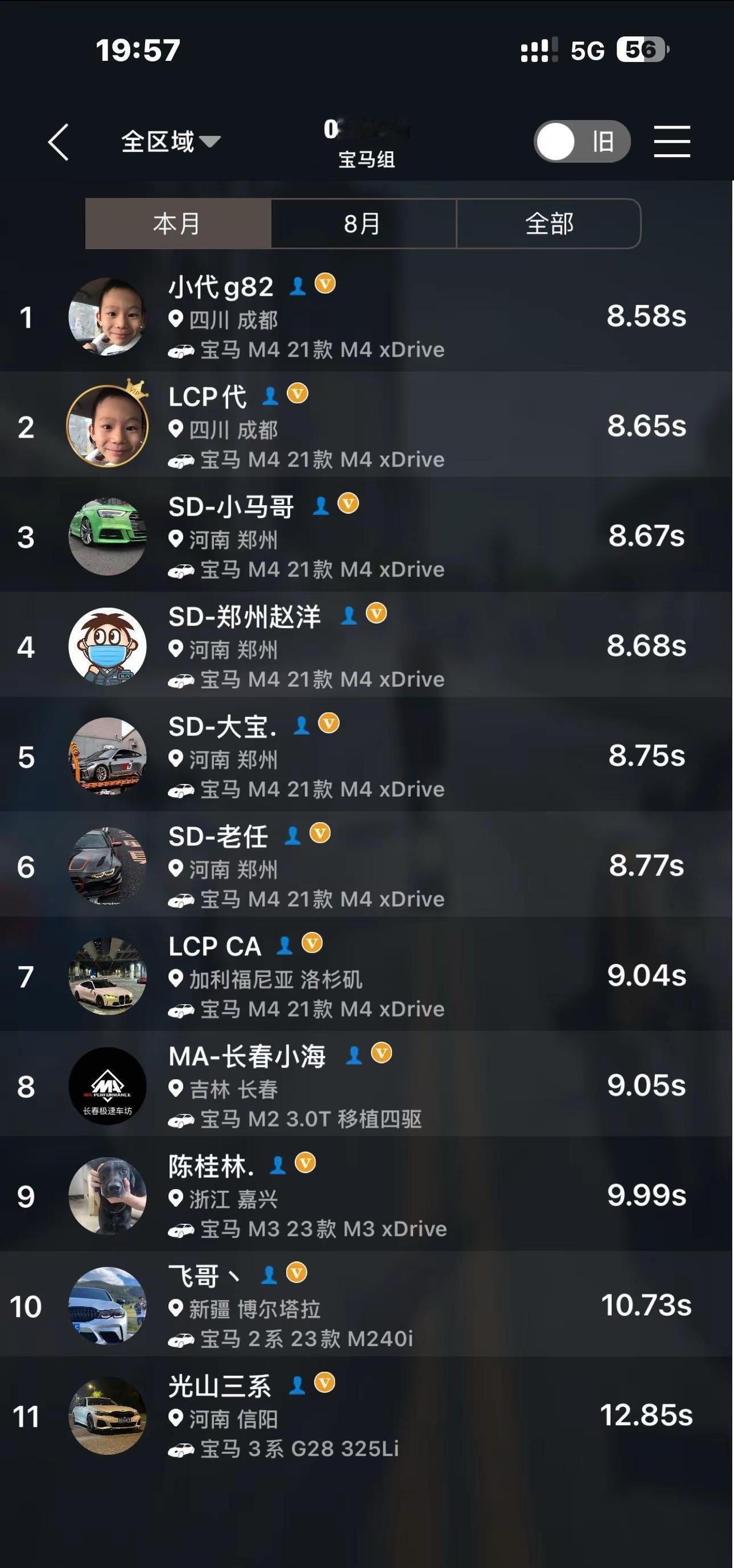 亚洲最速宝马M4S58。恭喜代总再次跟进刷新小代vq37 刷新纪录再非胶地获得0