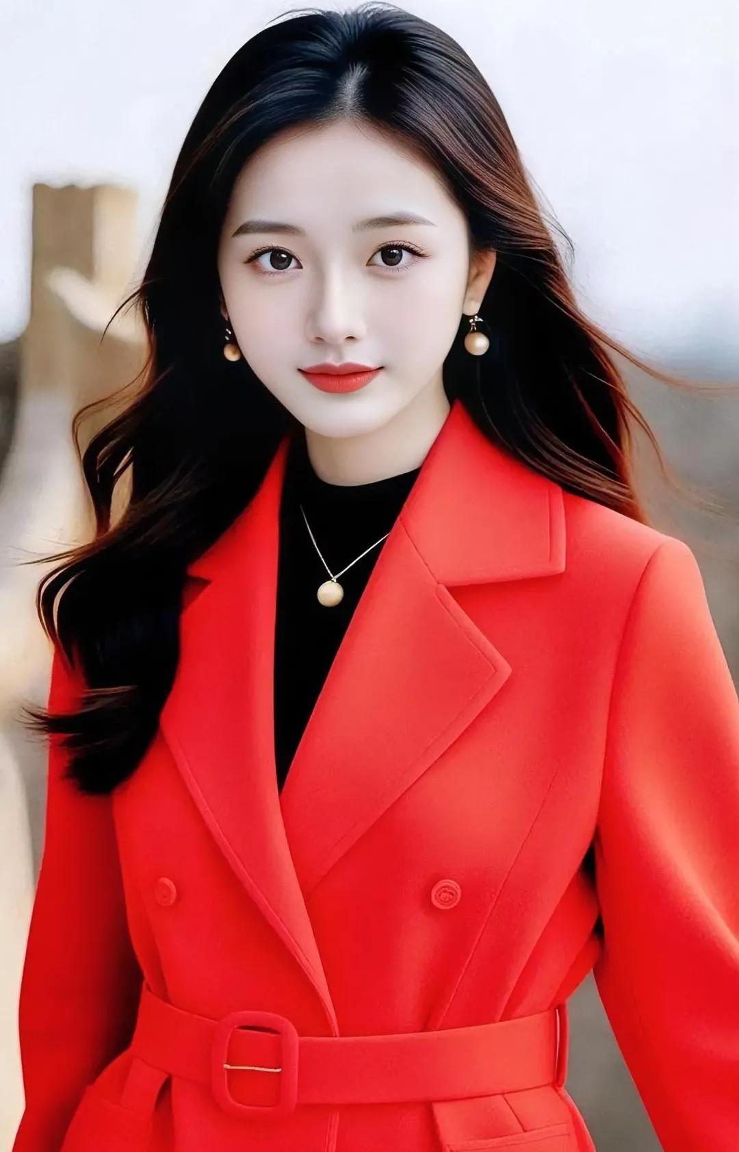 元气满满的一天，从红色西装开始！香脸半开娇旖旎 云鬓香腮淡淡妆 景美人美难长留