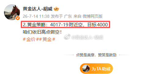2.黄金策略：4017-26加仓空单，现价抵达4027离场！损110点！行情冲高