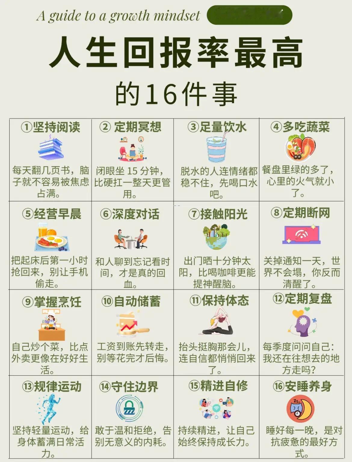 哇塞🤩！人生回报率最高的 16 件事竟然都是这么简单，每个人都能轻松做到，虽然