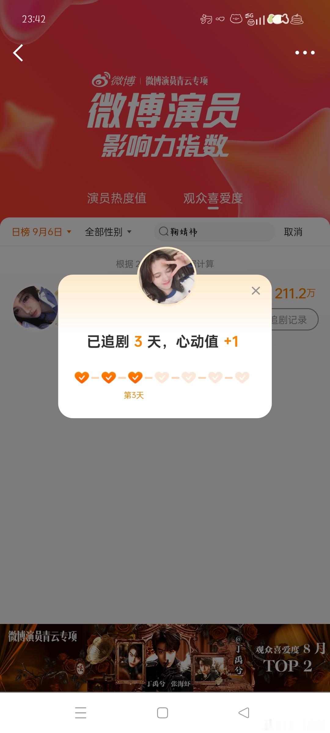 微博演员影响力指数姜黎非心动Day73 ​​​