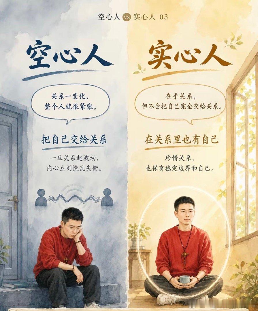 空心人没为自己的人生负责。一个人独处很舒服。 