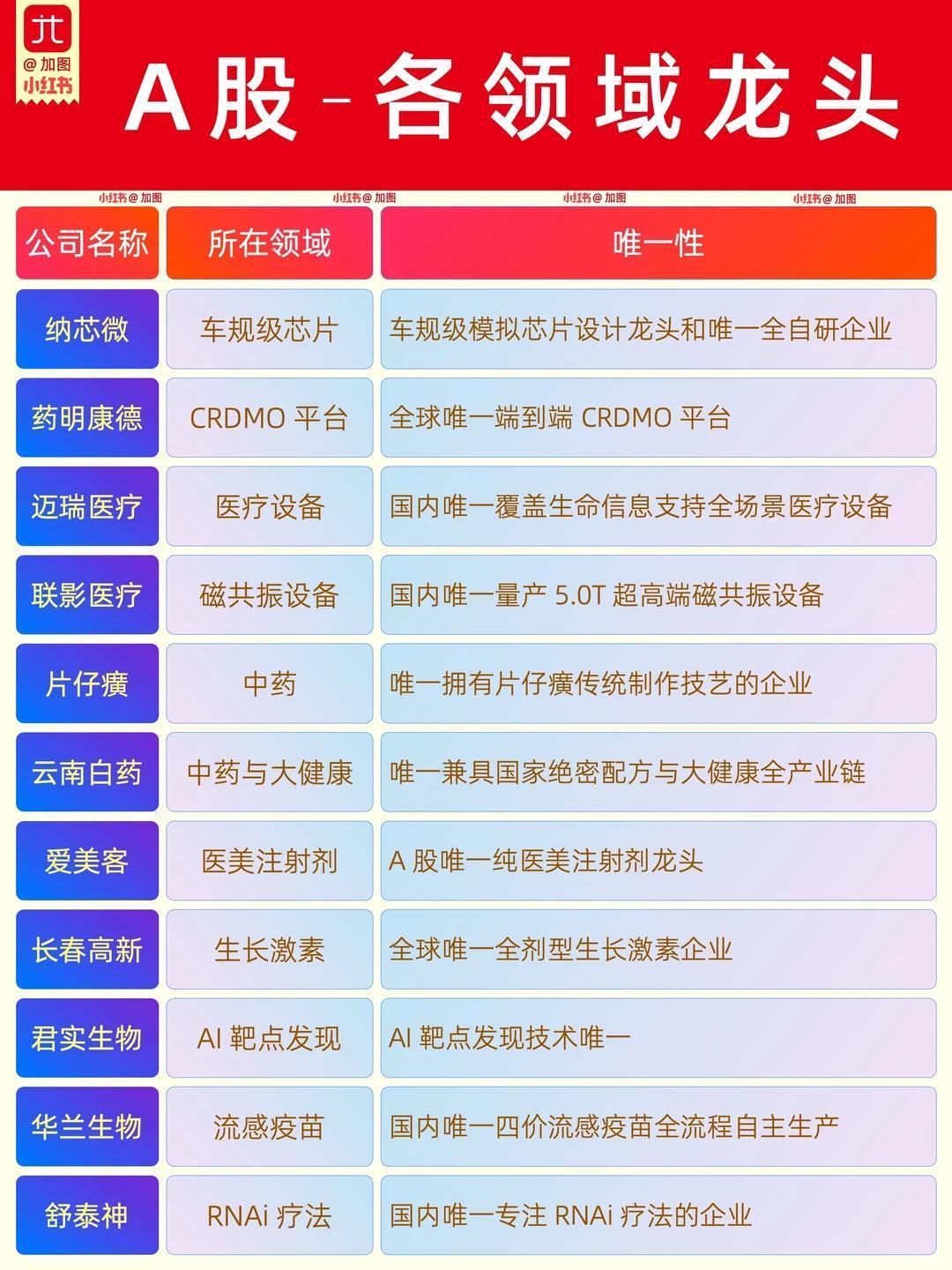 A股“唯一性”龙头全梳理：垄断赛道、绝密配方、全球第一，都在这里了

最近翻到一