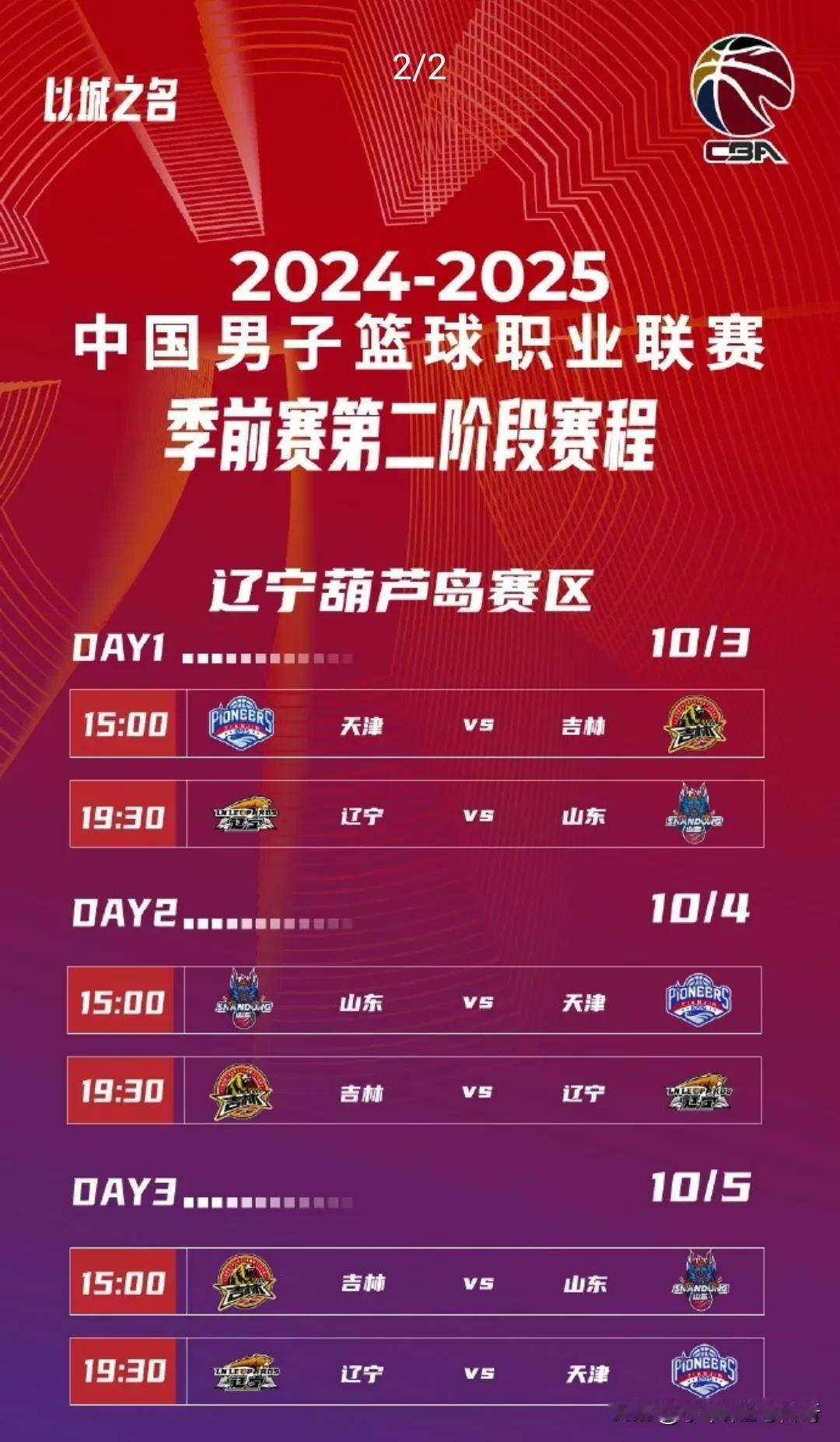 CBA季前赛第二阶段赛程表。
今年CBA这个季前赛搞的还挺正式的，这么多赛区，直