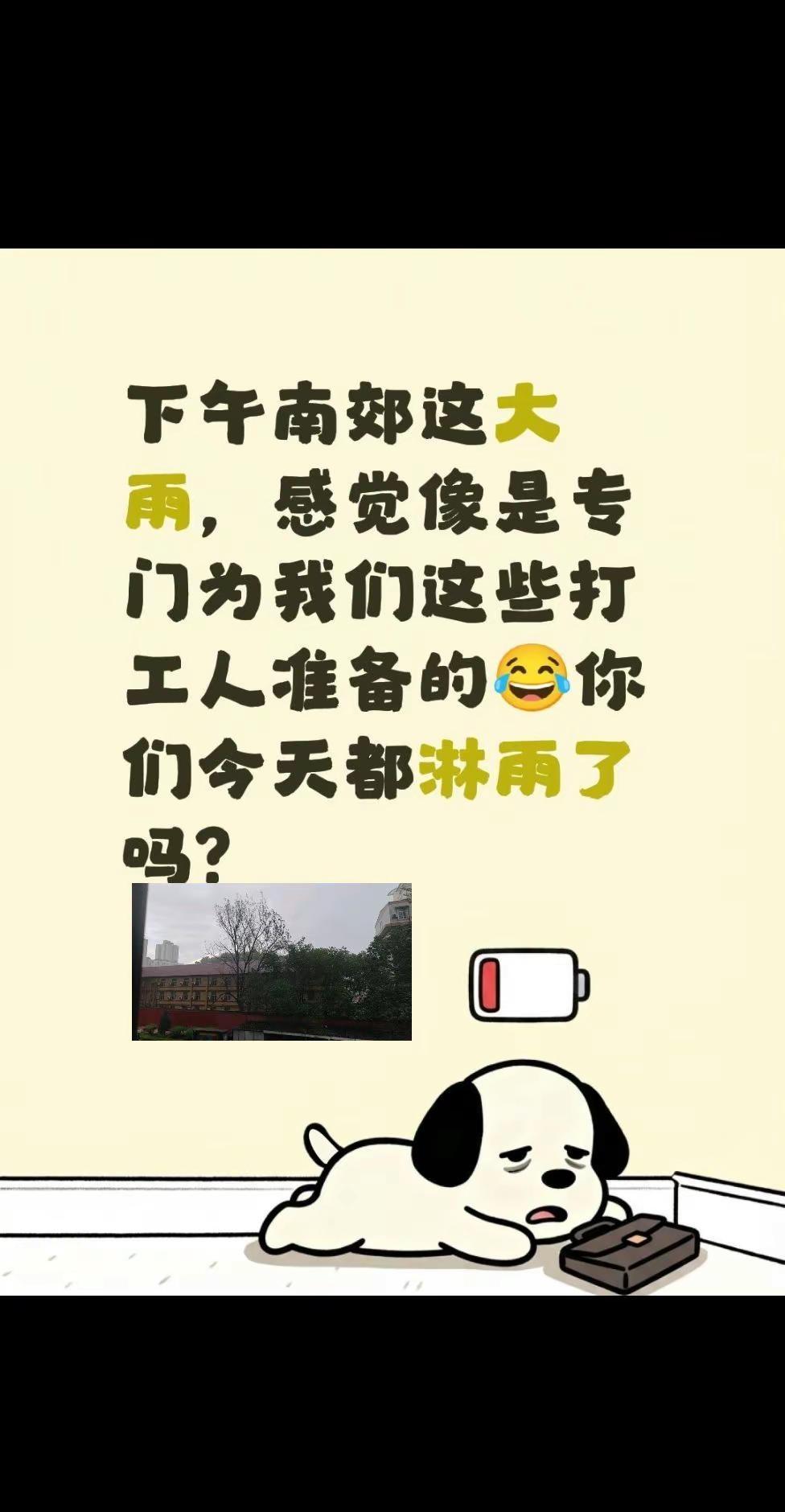 下午南郊这大雨，感觉像是专门为我们这些打工人准备的😂你们今天都淋雨了吗？西安雨