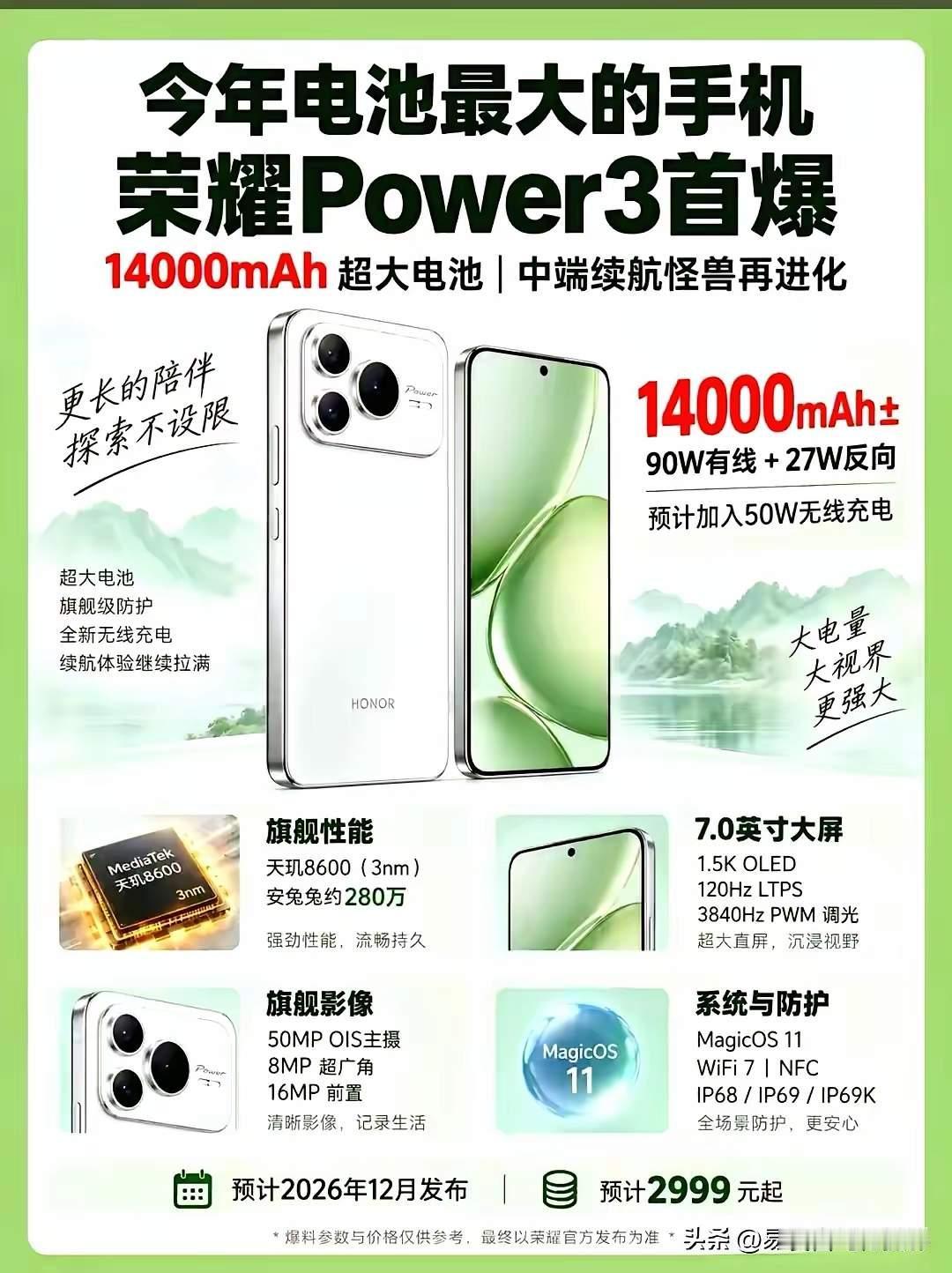 最近刷到荣耀Power3的相关爆料，看完之后我第一感觉这款机型真的找准了一部分用