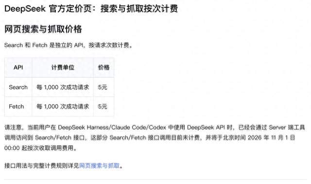 DeepSeek 把搜索塞进 Agent：周日零点，5 元一千次