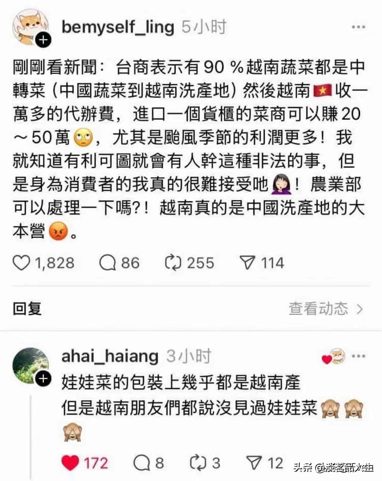 绿蛙蛙的玻璃心碎了一地，虽然他不愿意吃越南来的洗产地蔬菜，可没办法，除非你从此不