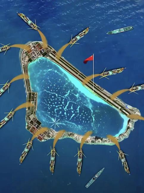 不要再说给黄岩岛填岛了，这是不现实的，我们只能守，黄岩岛周围，出了泻湖范围，水深