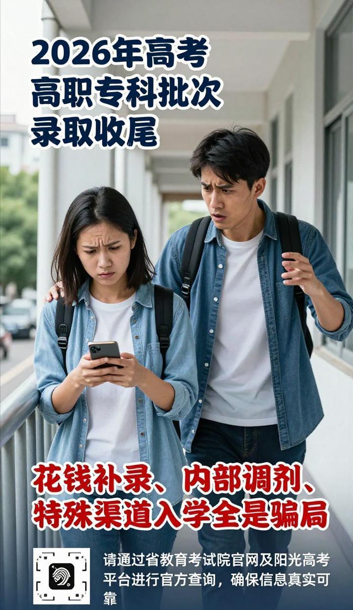 专科录取收尾季，家长考生警惕这三类招生骗局

2026年高考高职专科批次录取已进