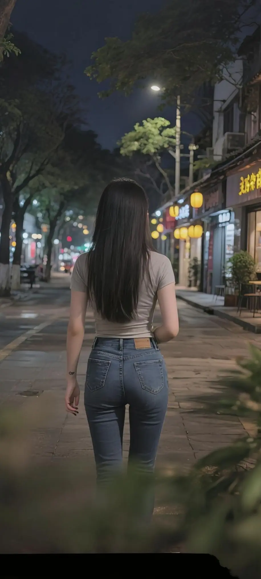 AI夜景抓拍背影照 ai创作