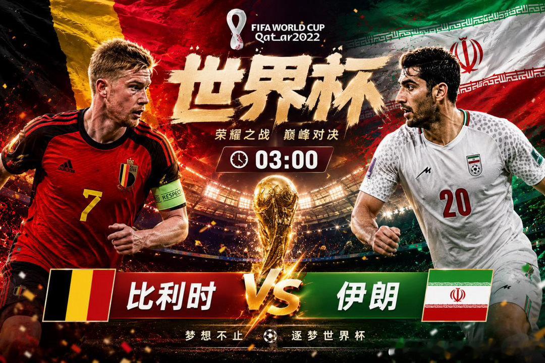 世界杯焦点战🕒 03:00🇧🇪 比利时vs伊朗  🇮🇷强强对决，一触即