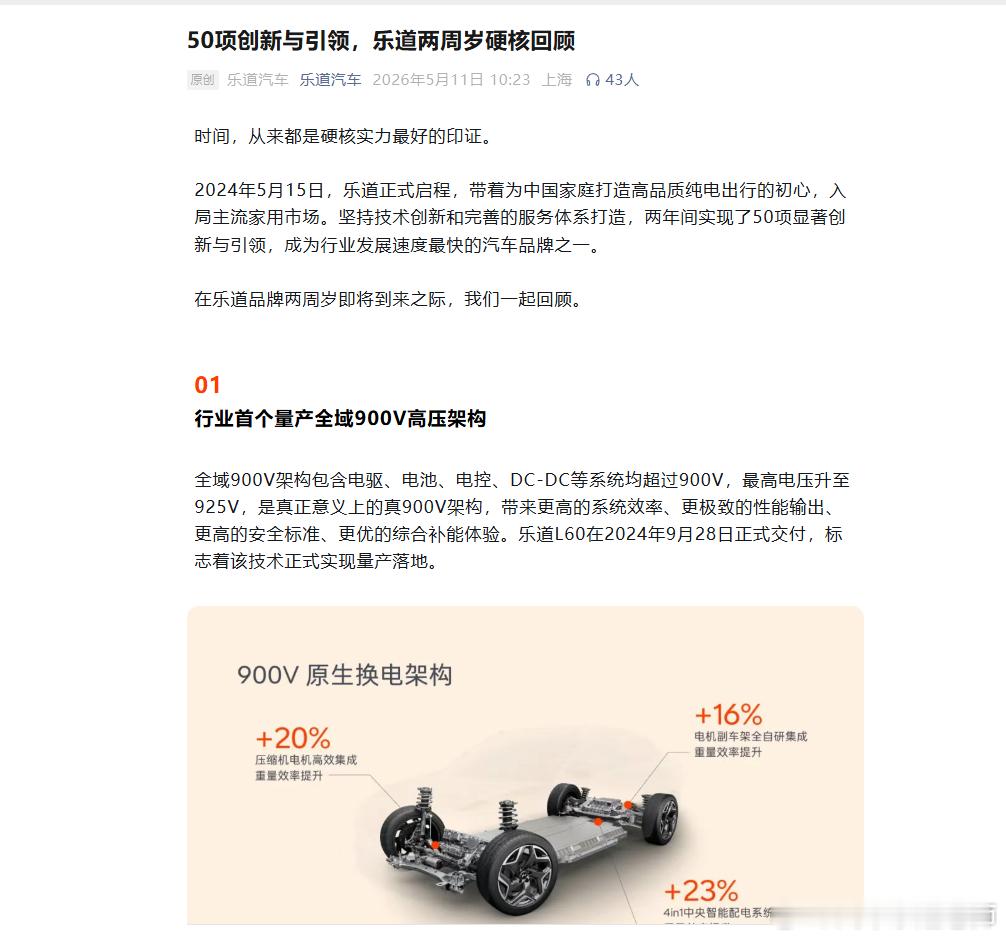 今天看了一篇乐道的推文，说来乐道已经两周岁了，从首批交付到今年4月，19个月的时