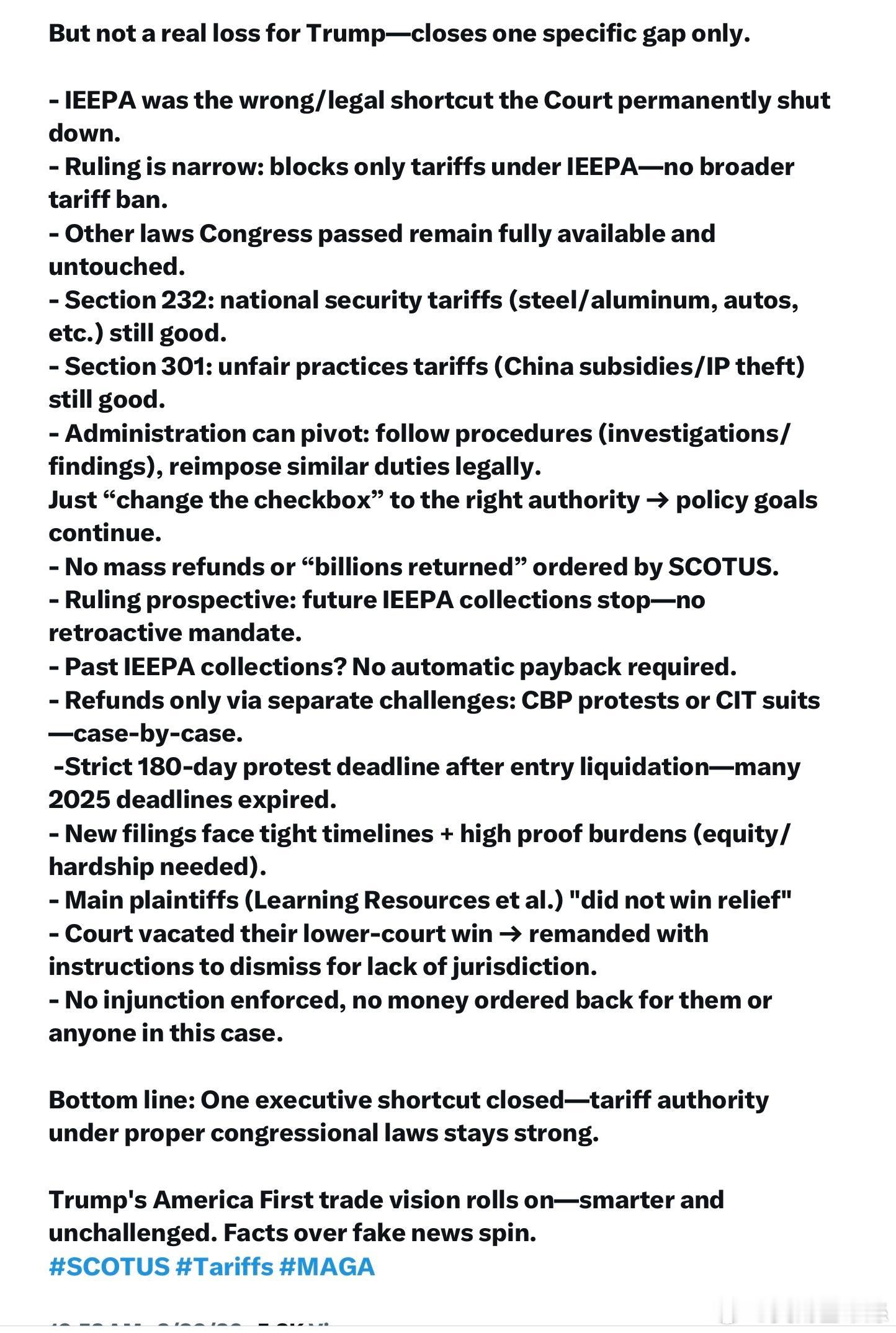 谷歌翻譯（可能有出入）：但這對川普來說並非真正的損失——只是填補了一個特定的空白