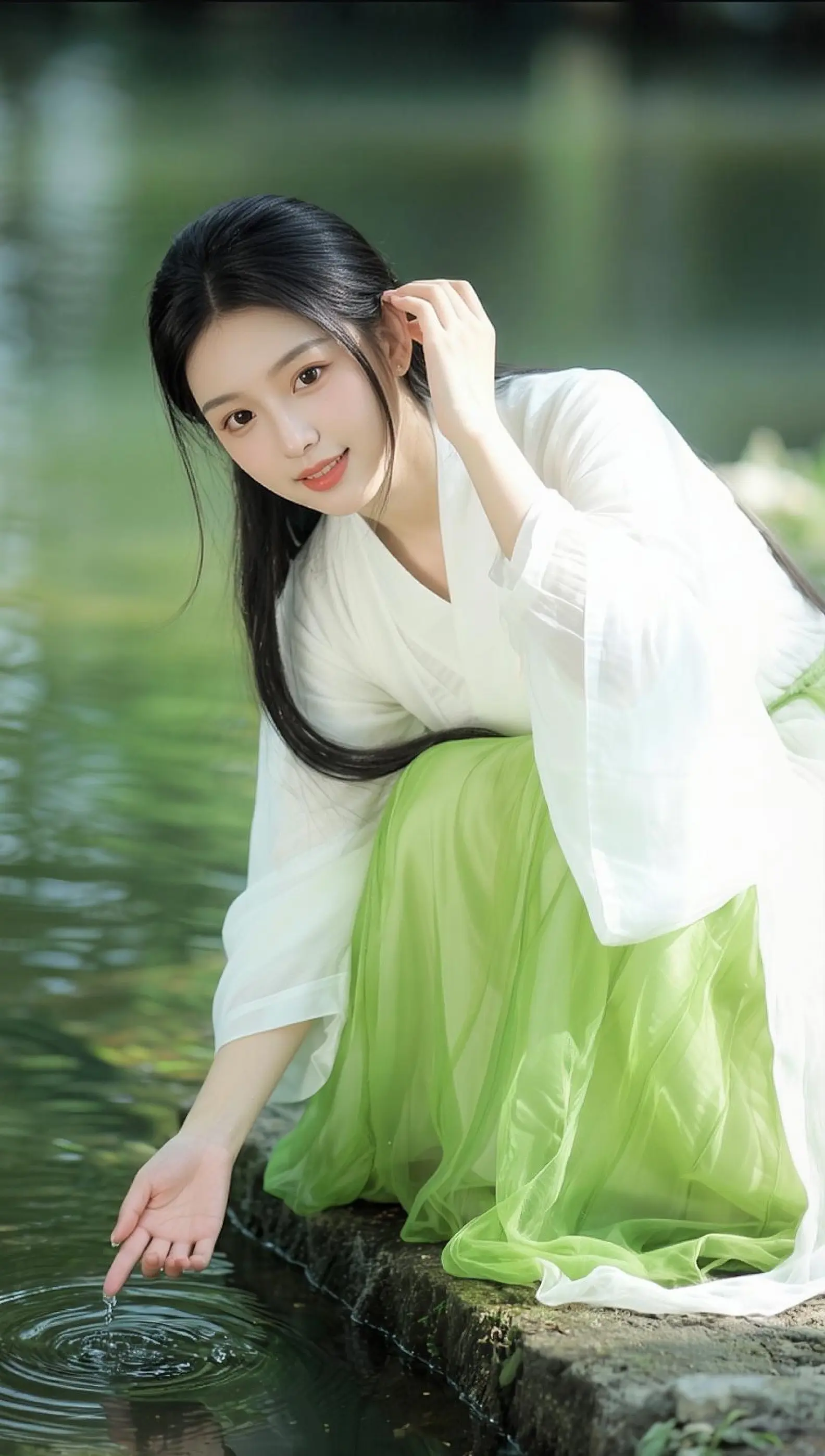 AI湖畔古风照 ai创作 这写真也太美了