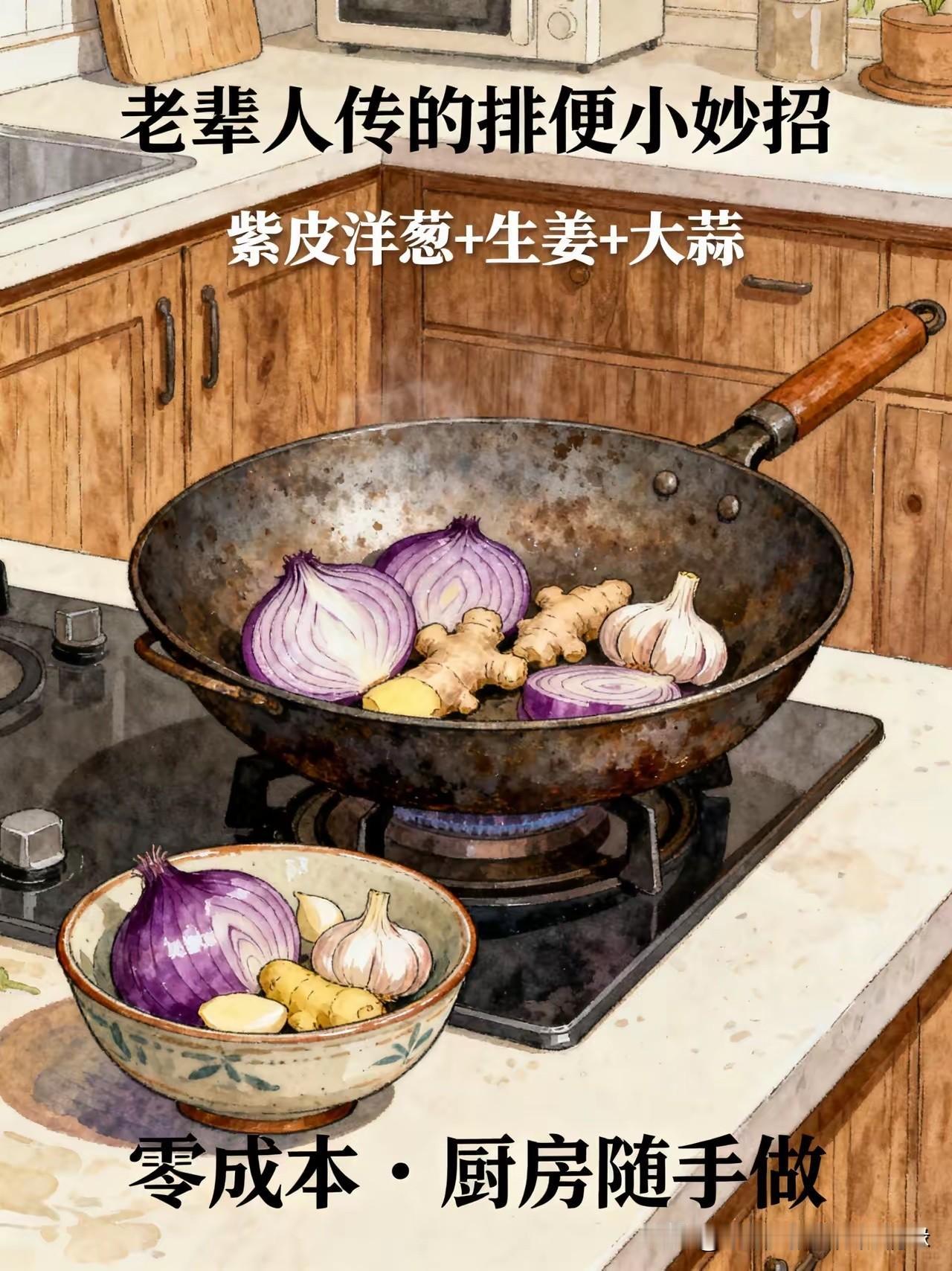 ⚠️温馨提示：洋葱配生姜属于食疗偏方，不能替代药物，严重便秘请及时就医。

老辈