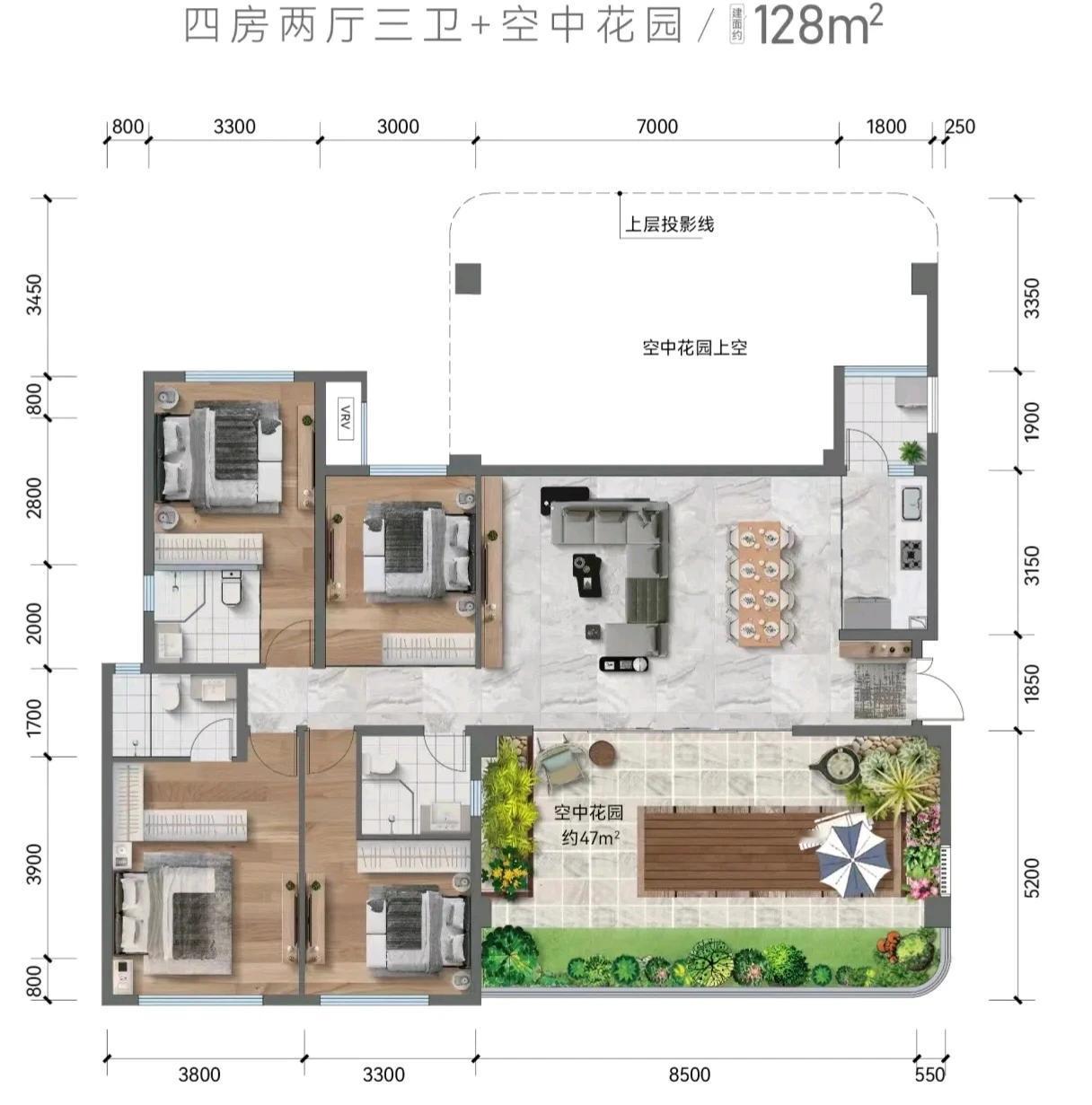 127平米的极致的空中花园的房子，高度达到了两层的极致露台的设计直接让生活的档次