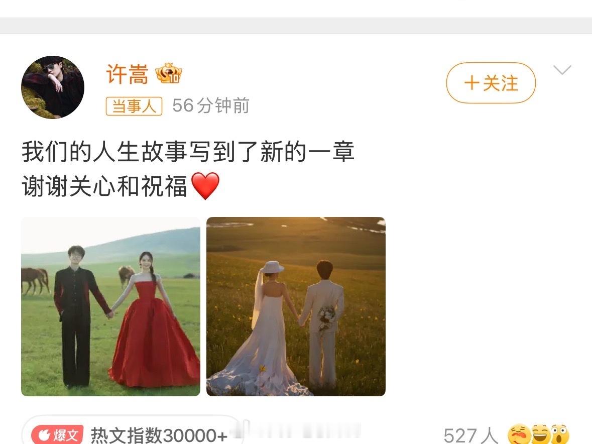 郎才女貌，真的太配啦，从素颜开始喜欢许嵩，没想到这么久，终于结婚啦，恭喜恭喜许嵩