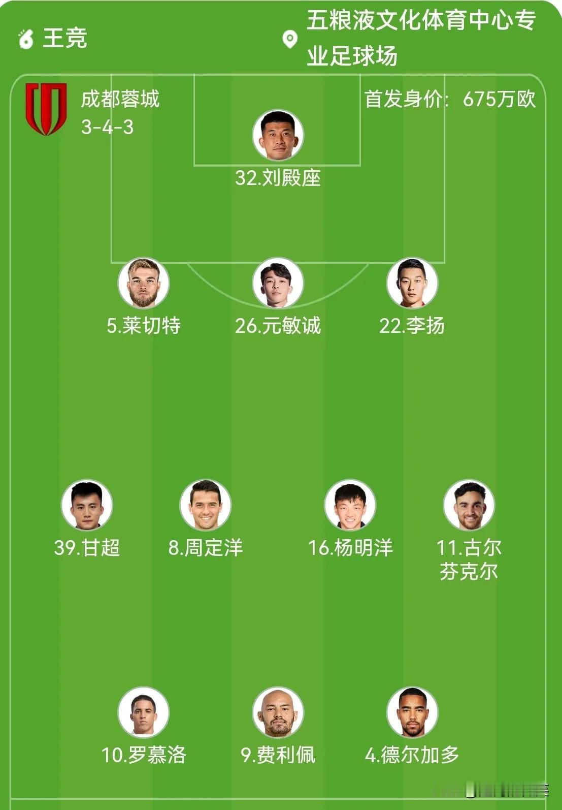成都蓉城VS北京国安，德尔加多首发！

双方阵容分析：
1、韦世豪与张玉宁缺阵。