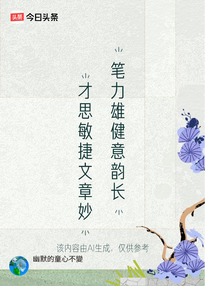 解析：前句赞其思维敏捷、文作佳妙，后句以“笔力雄健”呼应创作能力，“意韵长”承接