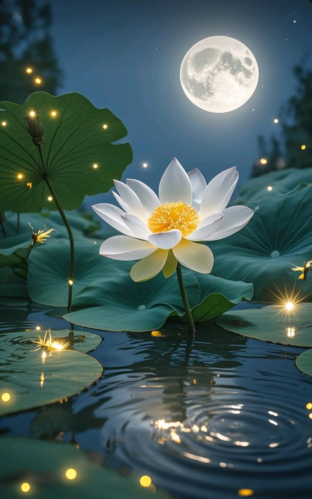 下联：鱼戏水塘欢
赏析：这幅对联的下联“鱼戏水塘欢”与上联“月照荷塘静”相映成趣