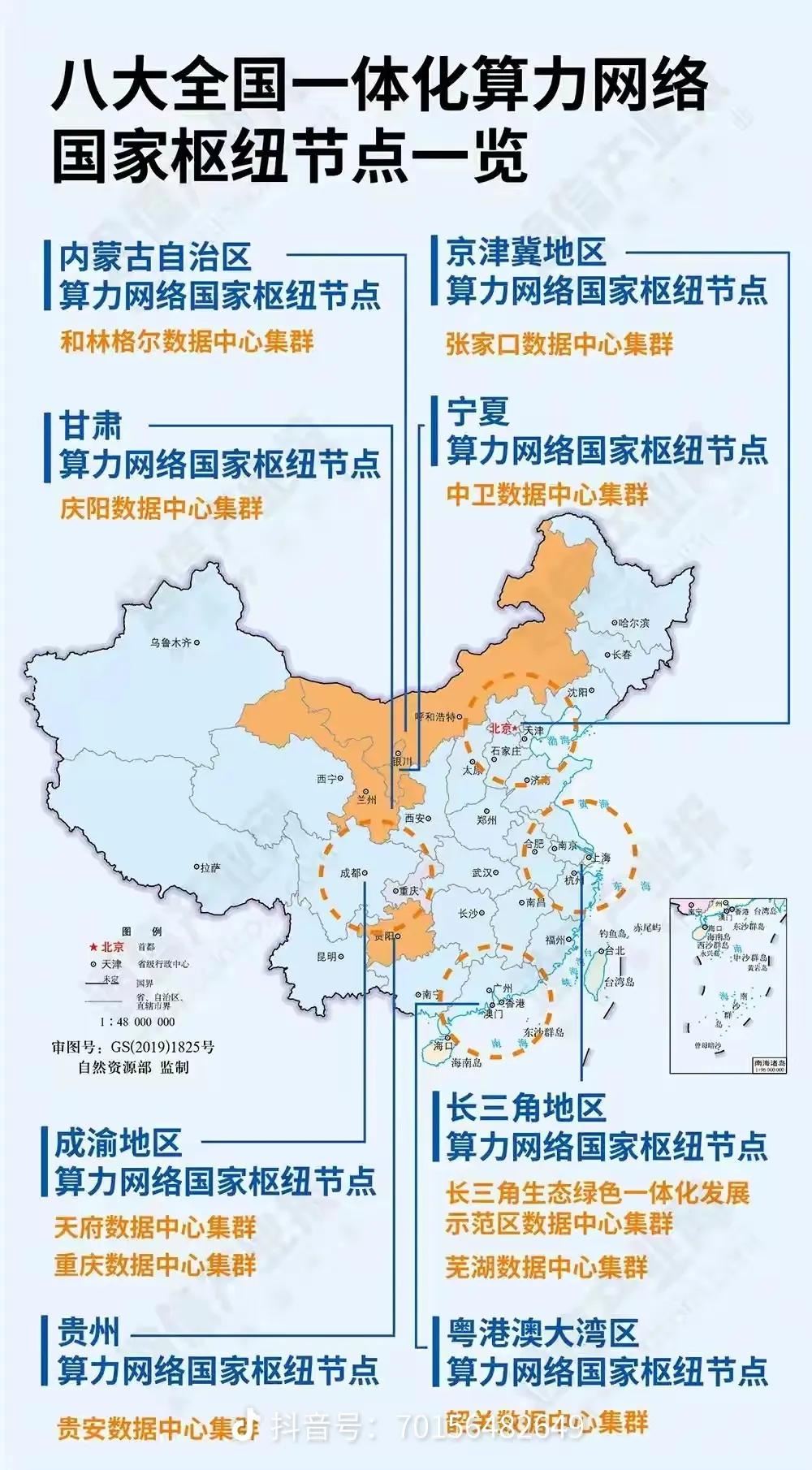 八大算力枢纽，包括中卫，庆阳，乌兰察布、和林格尔，张家口。数据中心