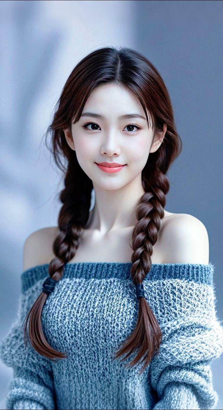 AI扩图 AI双辫佳人