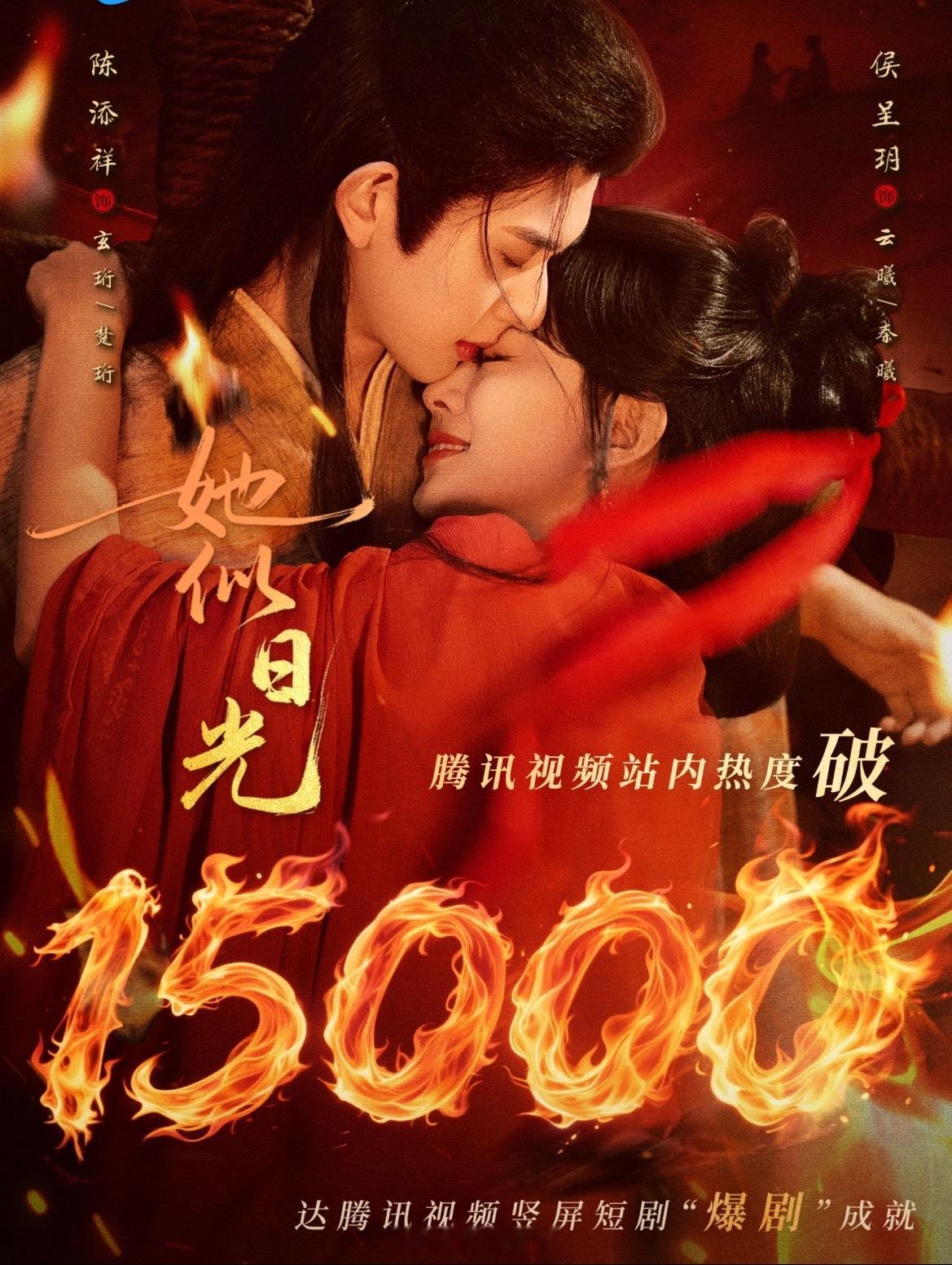 恭喜 陈添祥 侯呈玥《她似日光》热度破15000达腾讯竖屏短剧爆剧成就站内全面登