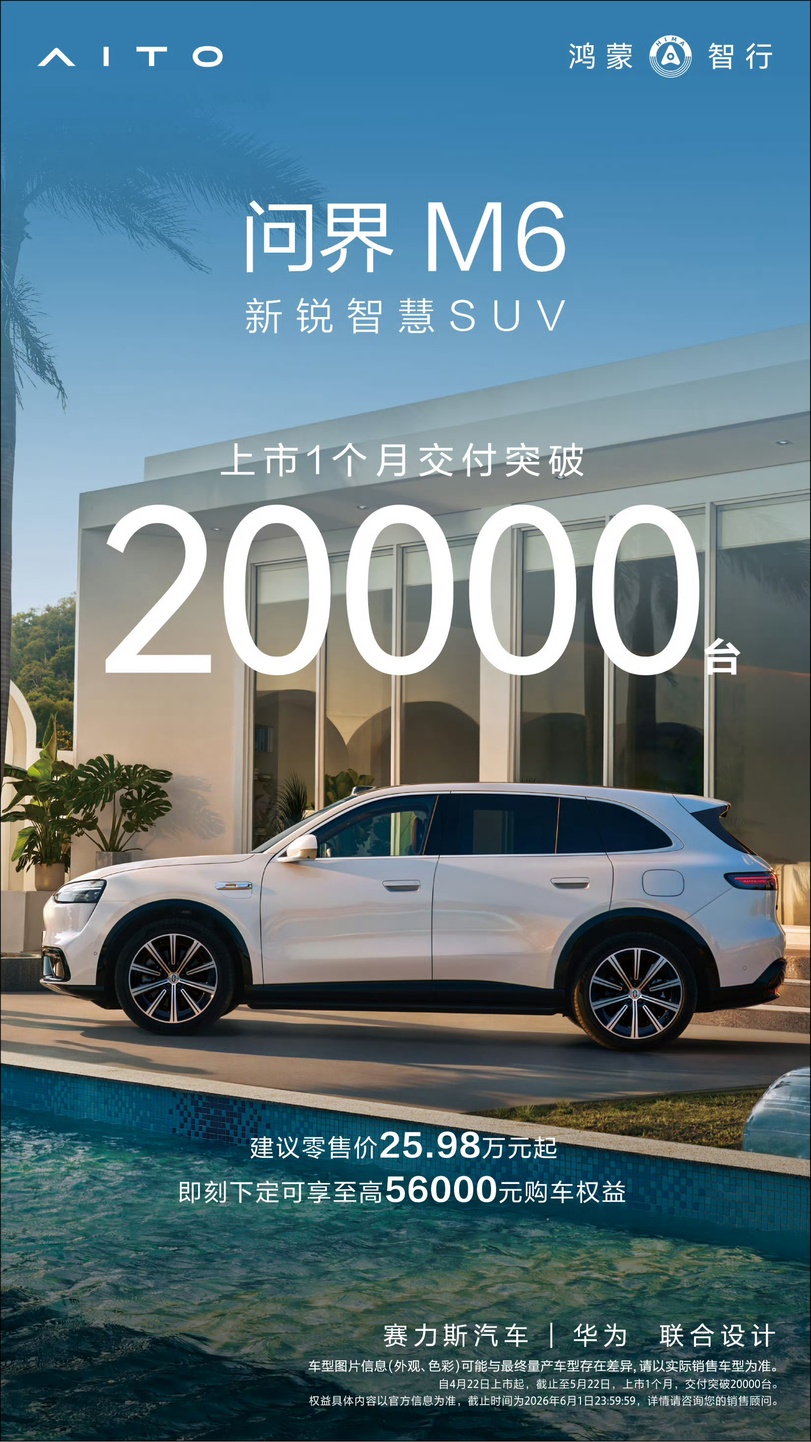 问界M6上市1个月交付突破20000台，说明手里有很多订单。 