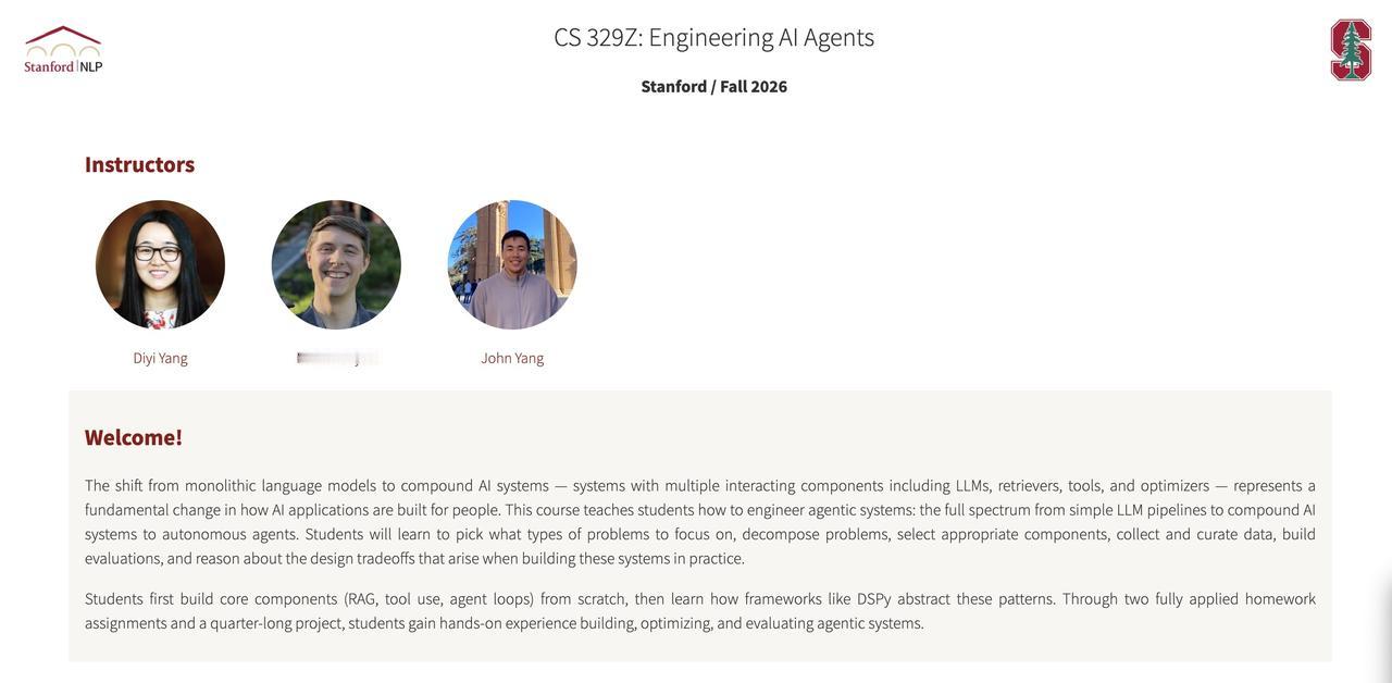 斯坦福 CS329Z — “Engineering AI Agents”（202
